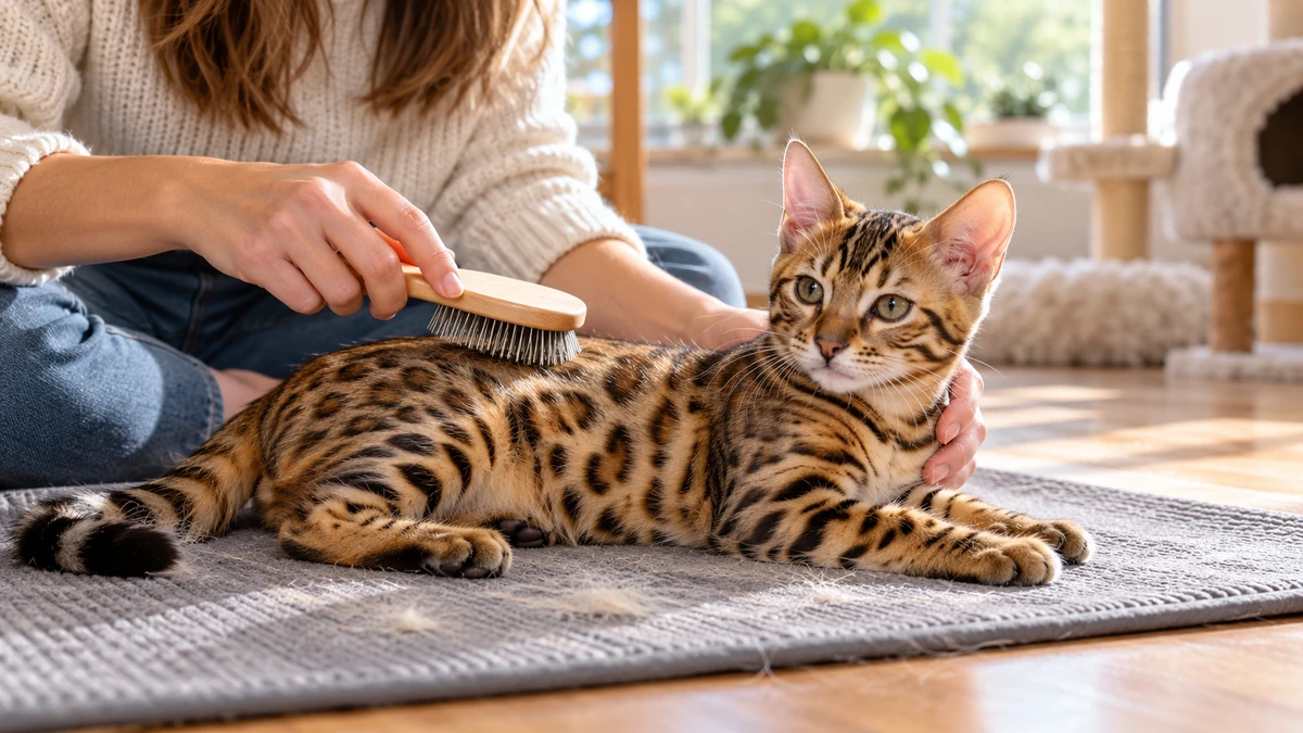 Bengal Kedisi yavru kedi — tüy bakımı ve fırçalama