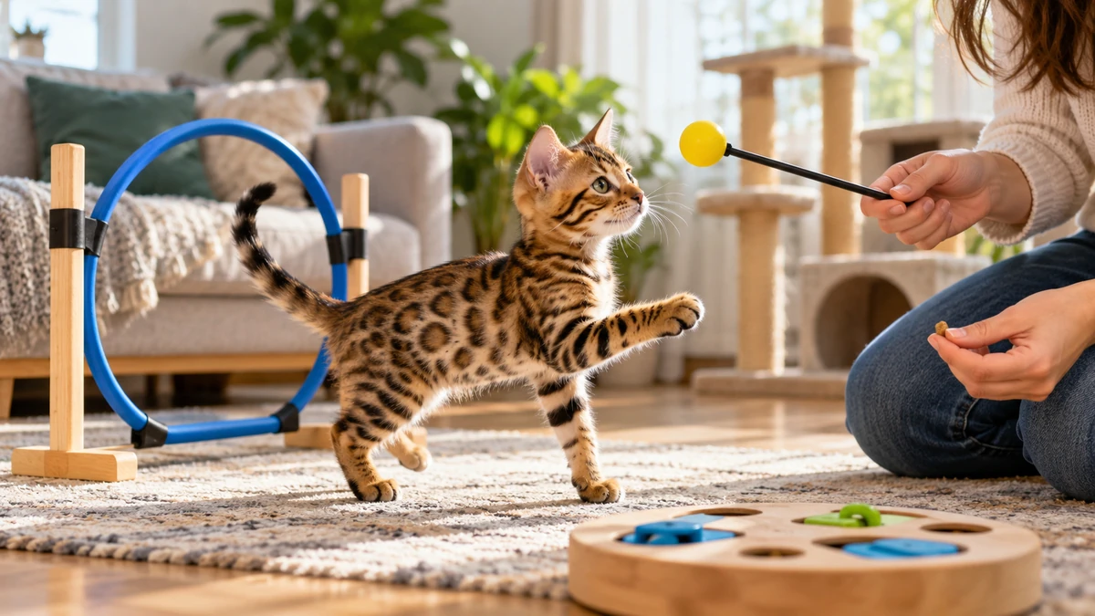Bengal Kedisi yavru kedi — oyun ve eğitim