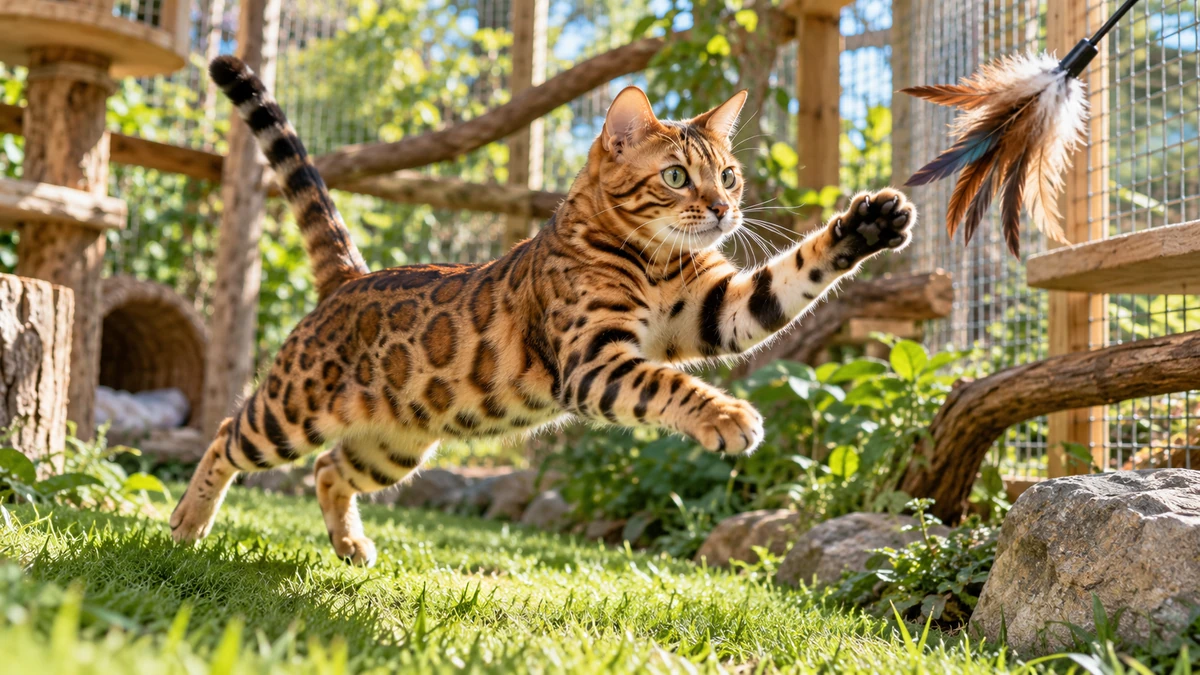 Bengal Kedisi kedi — oyun ve egzersiz anı