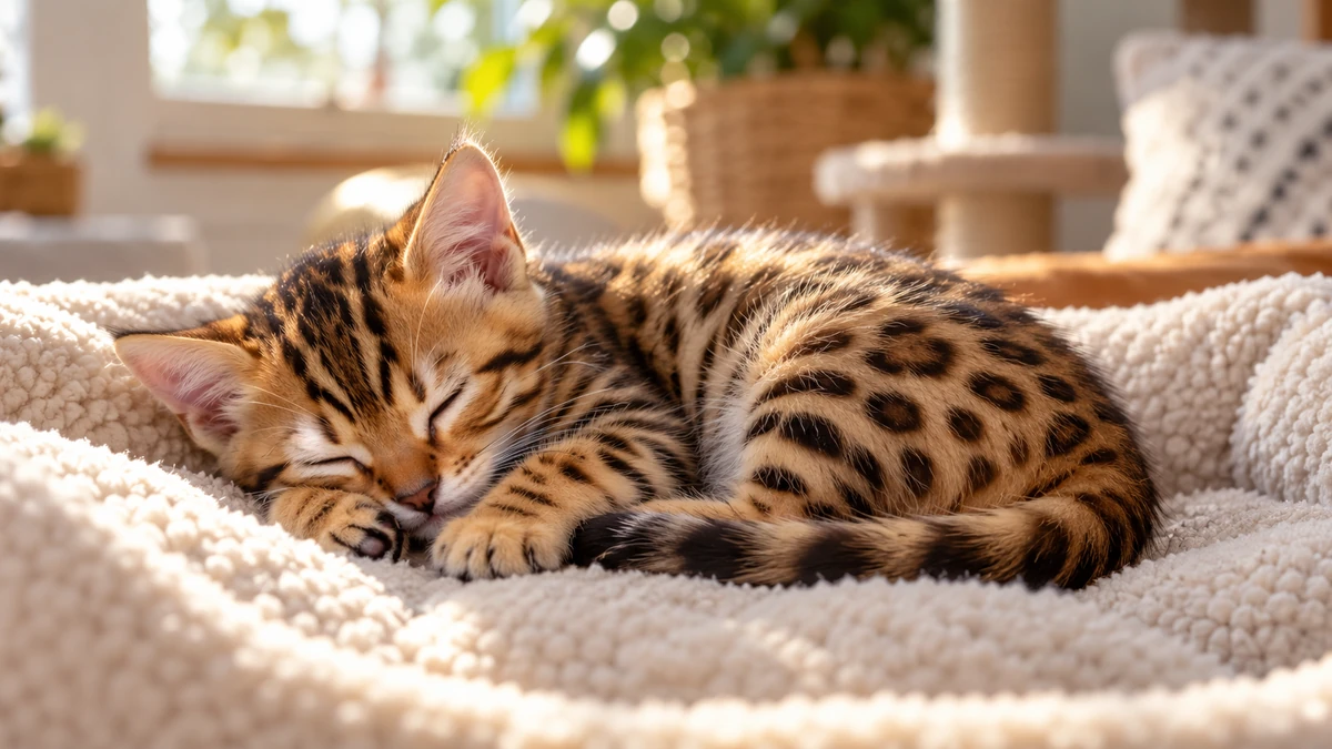 Bengal Kedisi ilan — uyuyan Bengal yavru ilan fotoğrafı